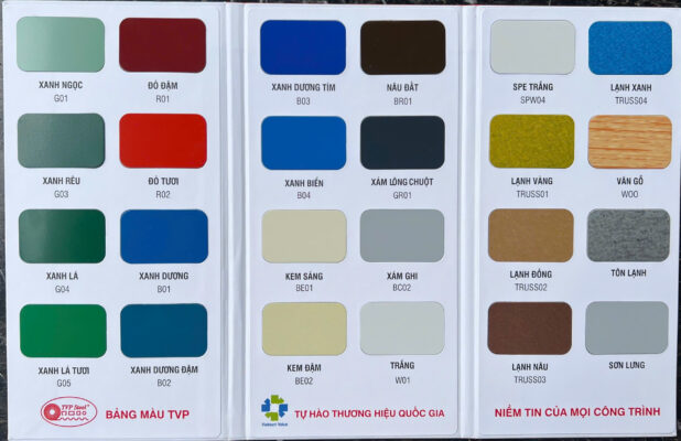 BẢNG MÀU TÔN VIỆT ÚC -TVP