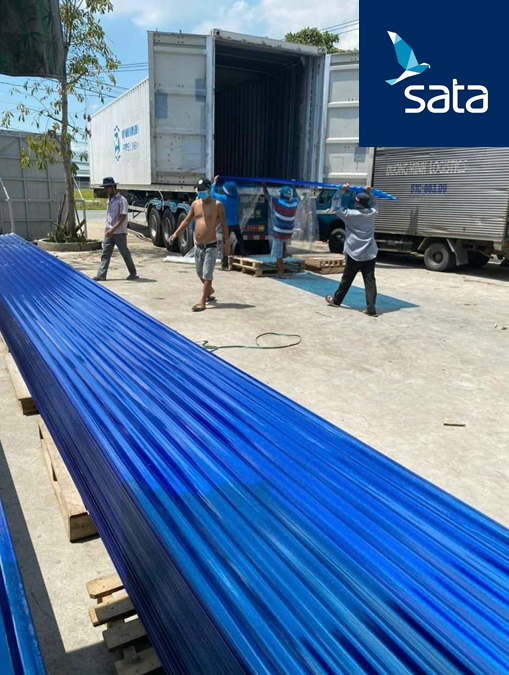 Sắt Thép SATA gió tôn nhựa giả ngói cho công trình nhà máy tại Củ Chi